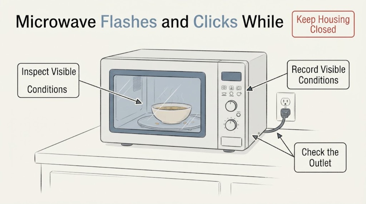 Microwave Flashes and Clicks While