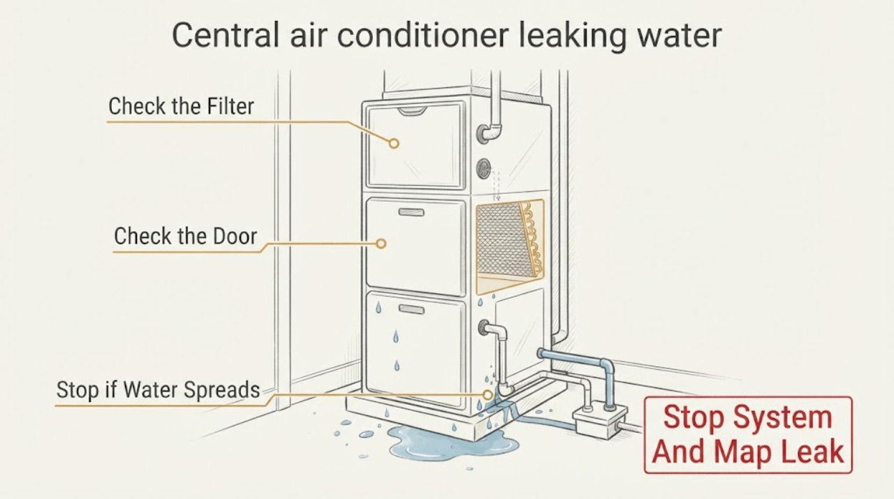 Central air conditioner leaking water