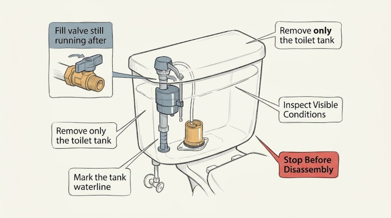 Fill valve still running after