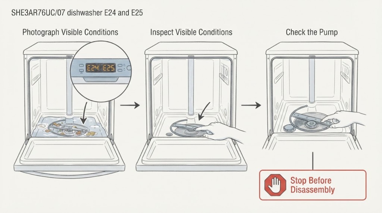 SHE3AR76UC/07 dishwasher E24 and E25