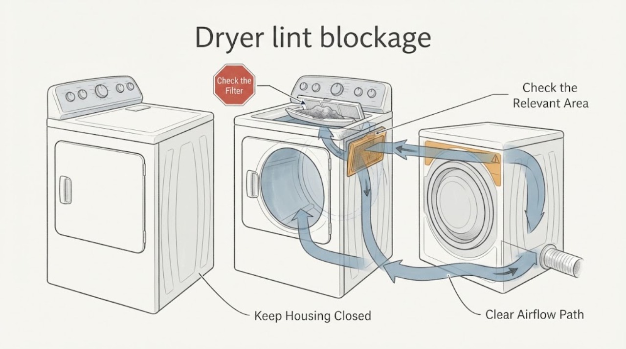 Dryer lint blockage