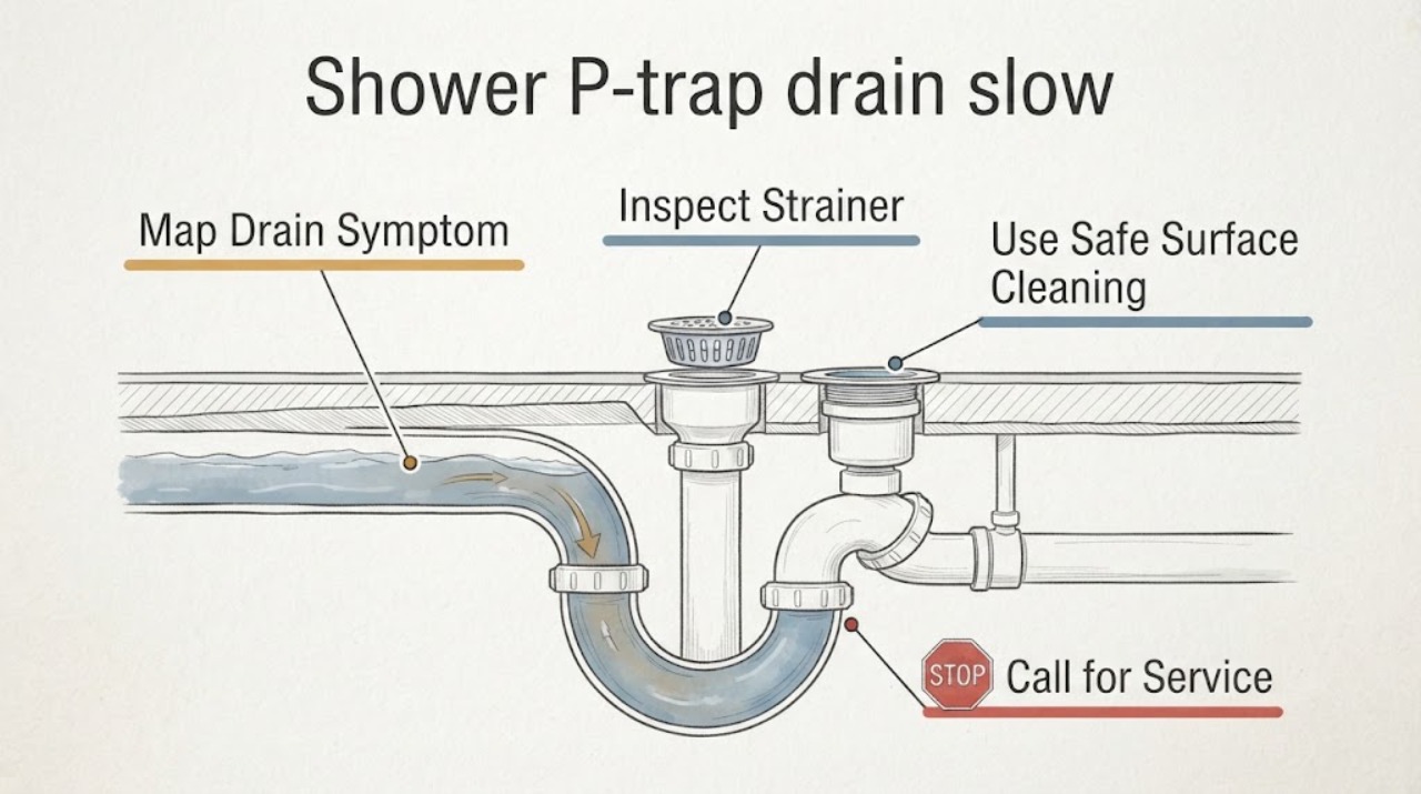 Shower P-trap drain slow