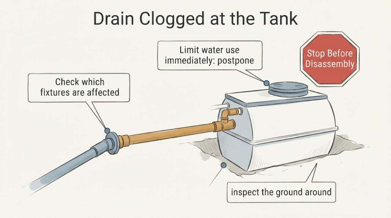Drain Clogged at the Tank