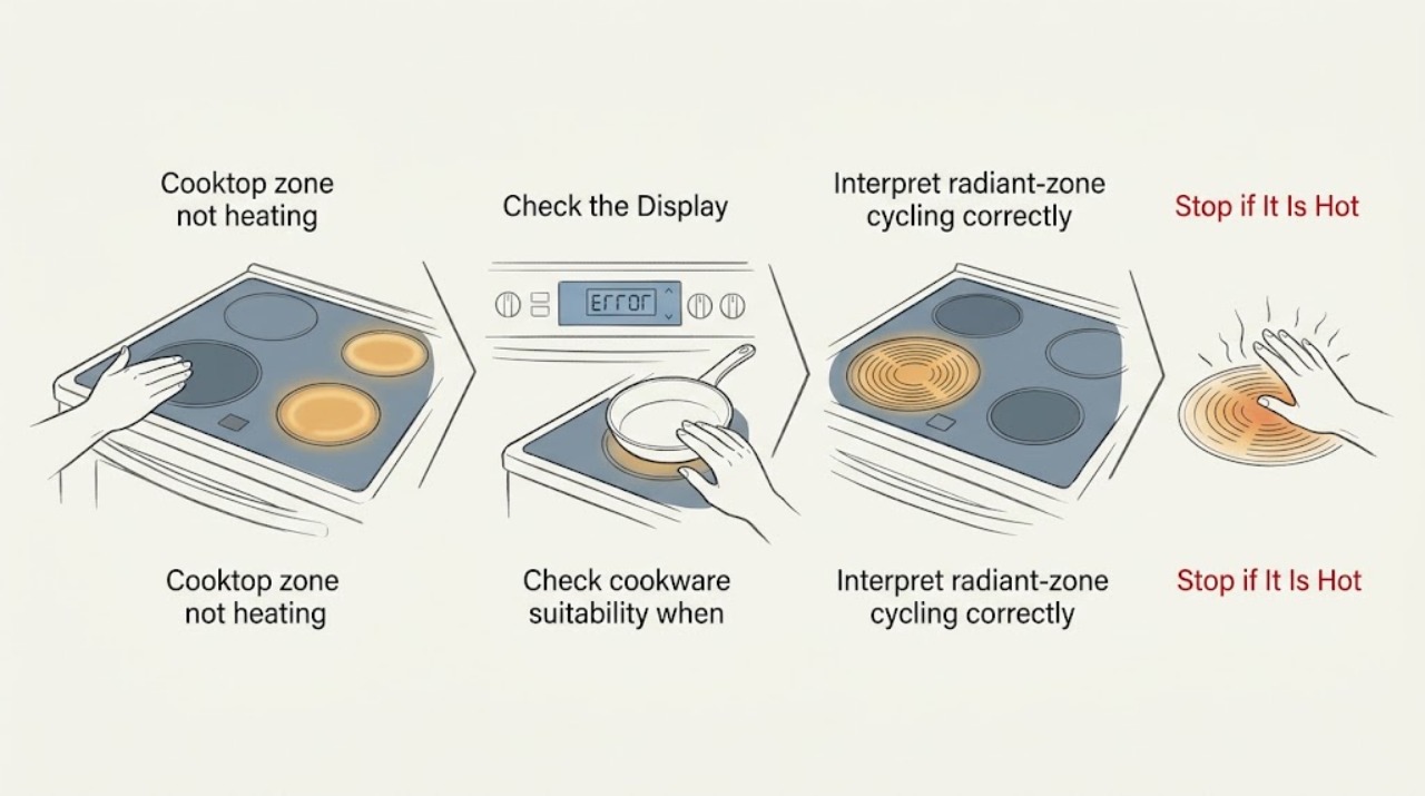 Cooktop zone not heating