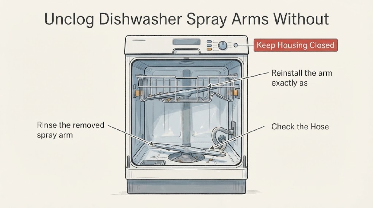 Unclog Dishwasher Spray Arms Without