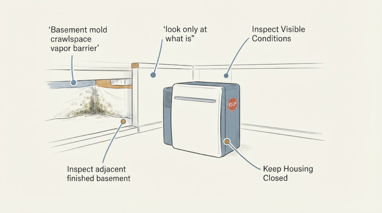 Basement mold crawlspace vapor barrier