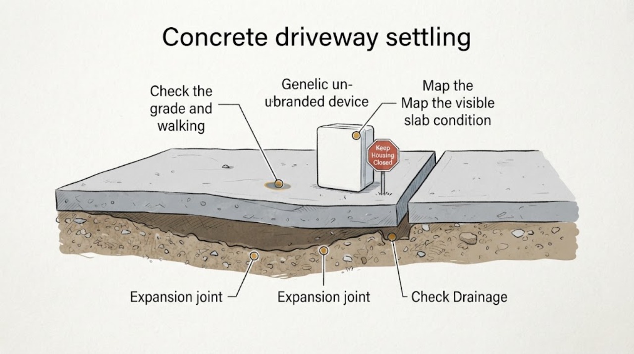 Concrete driveway settling