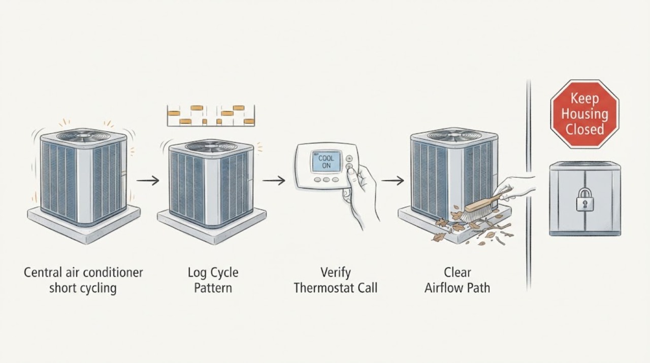 Central air conditioner short cycling