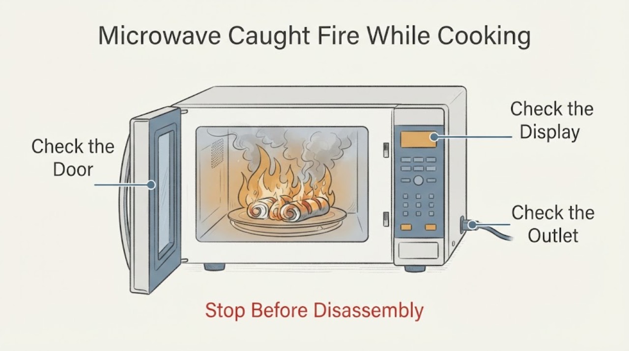 Microwave Caught Fire While Cooking