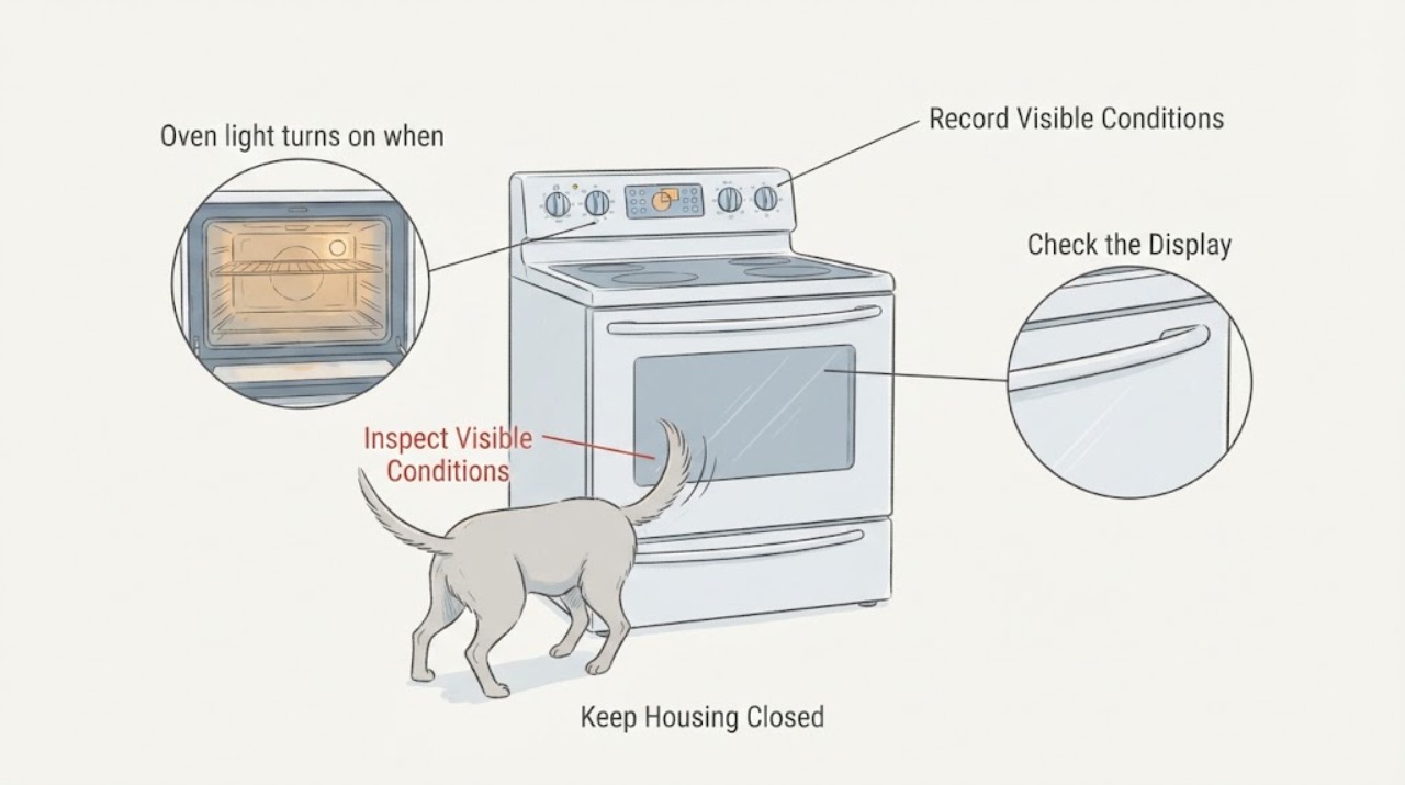 Oven light turns on when