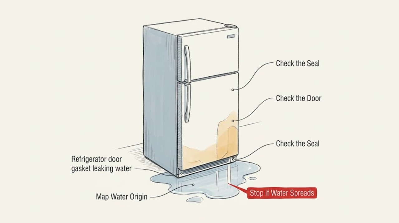 Refrigerator door gasket leaking water