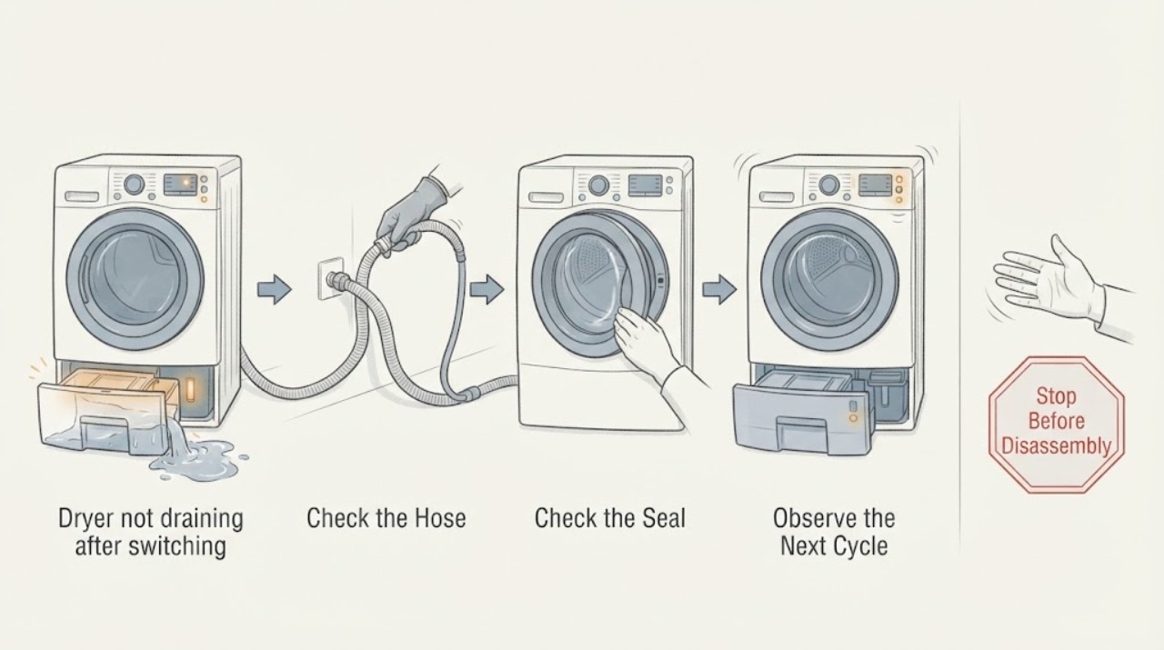 Dryer not draining after switching