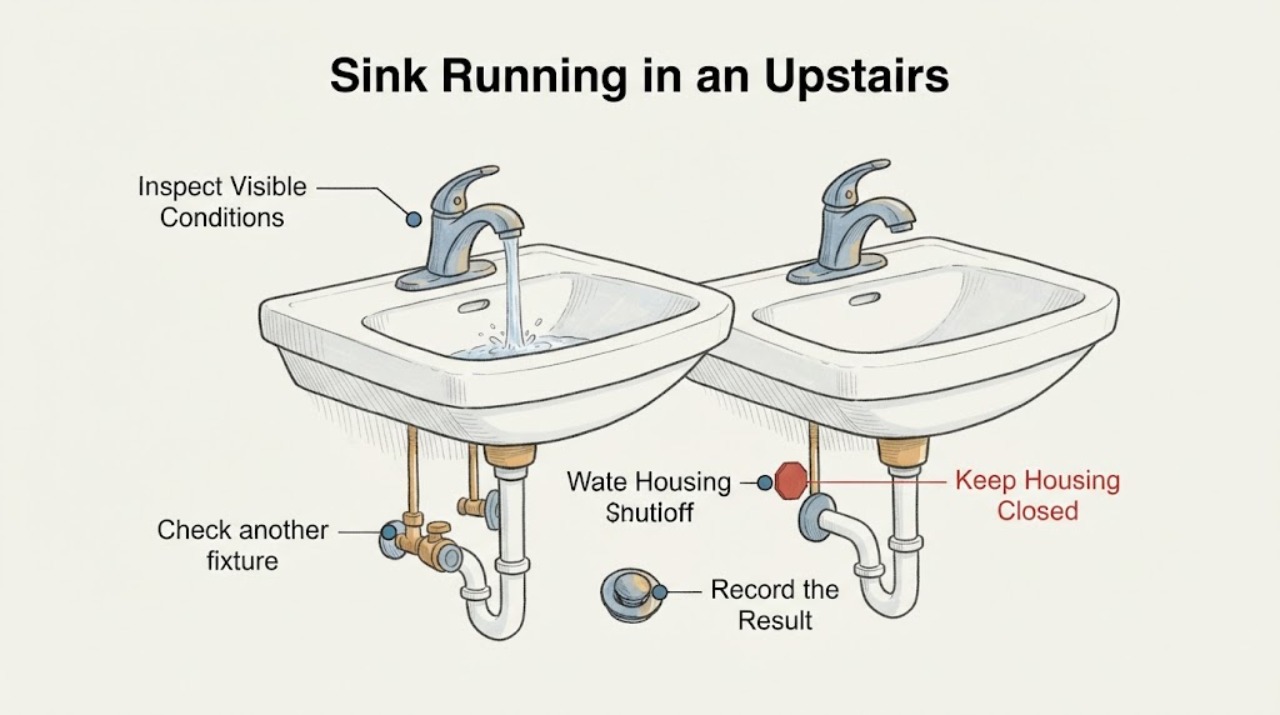 Sink Running in an Upstairs