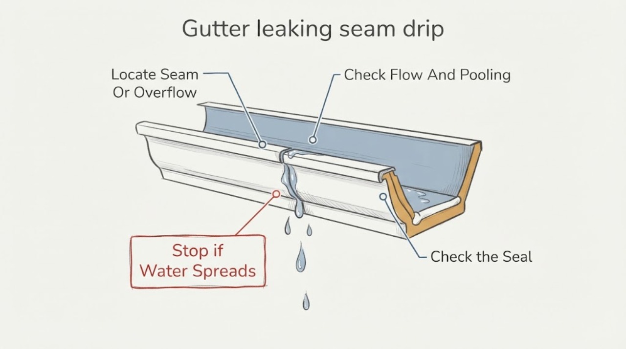Gutter leaking seam drip