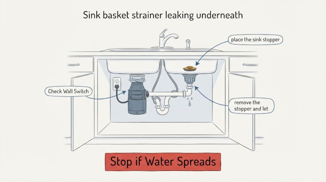 Sink basket strainer leaking underneath