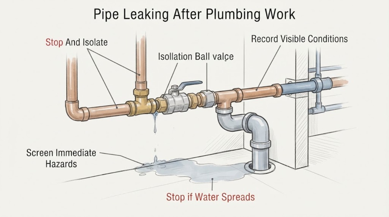 Pipe Leaking After Plumbing Work