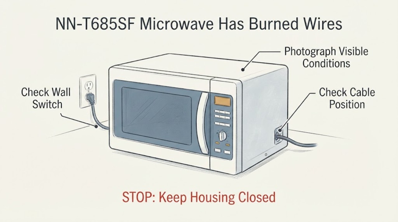NN-T685SF Microwave Has Burned Wires