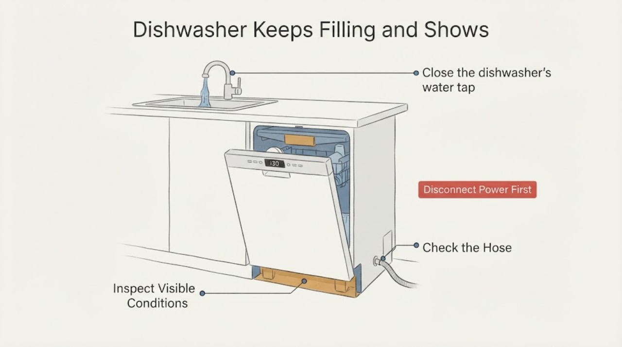 Dishwasher Keeps Filling and Shows