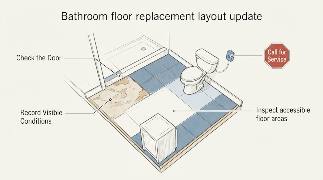 Bathroom floor replacement layout update