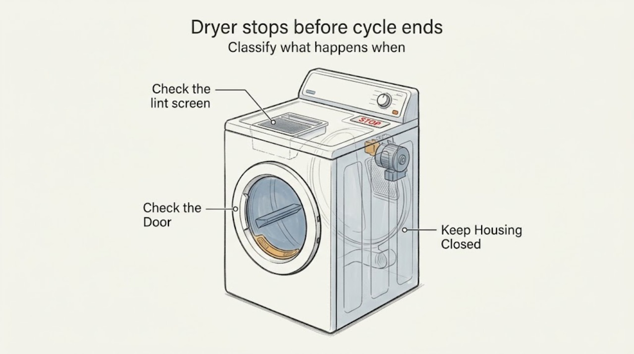 Dryer stops before cycle ends