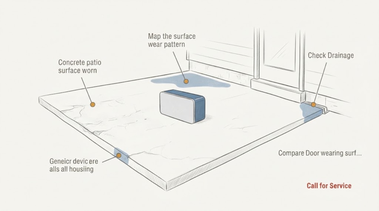 Concrete patio surface worn