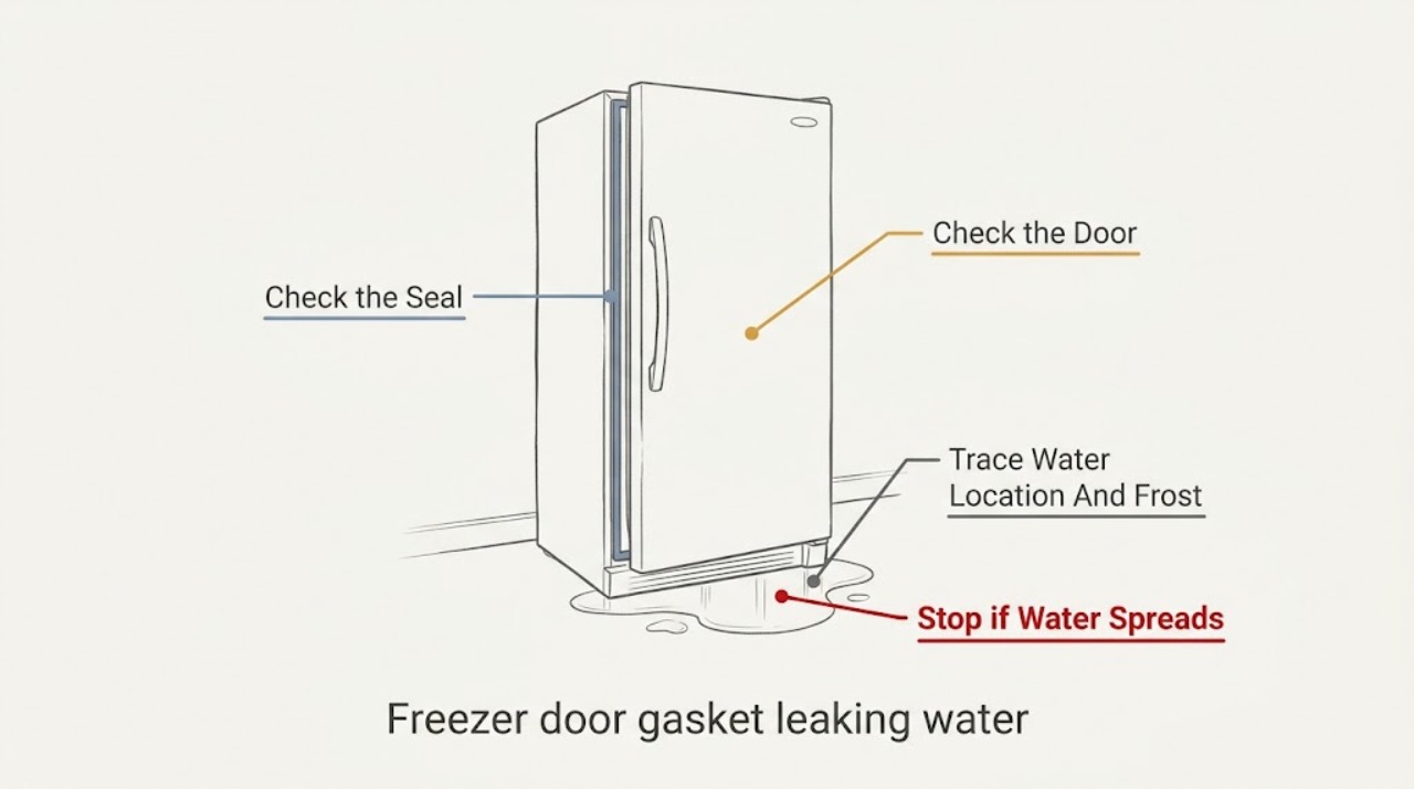 Freezer door gasket leaking water