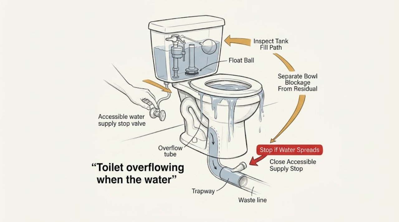 Toilet overflowing when the water