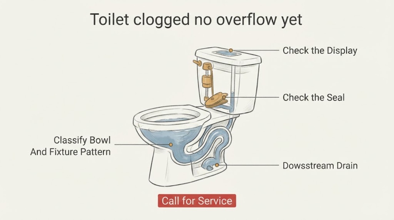 Toilet clogged no overflow yet