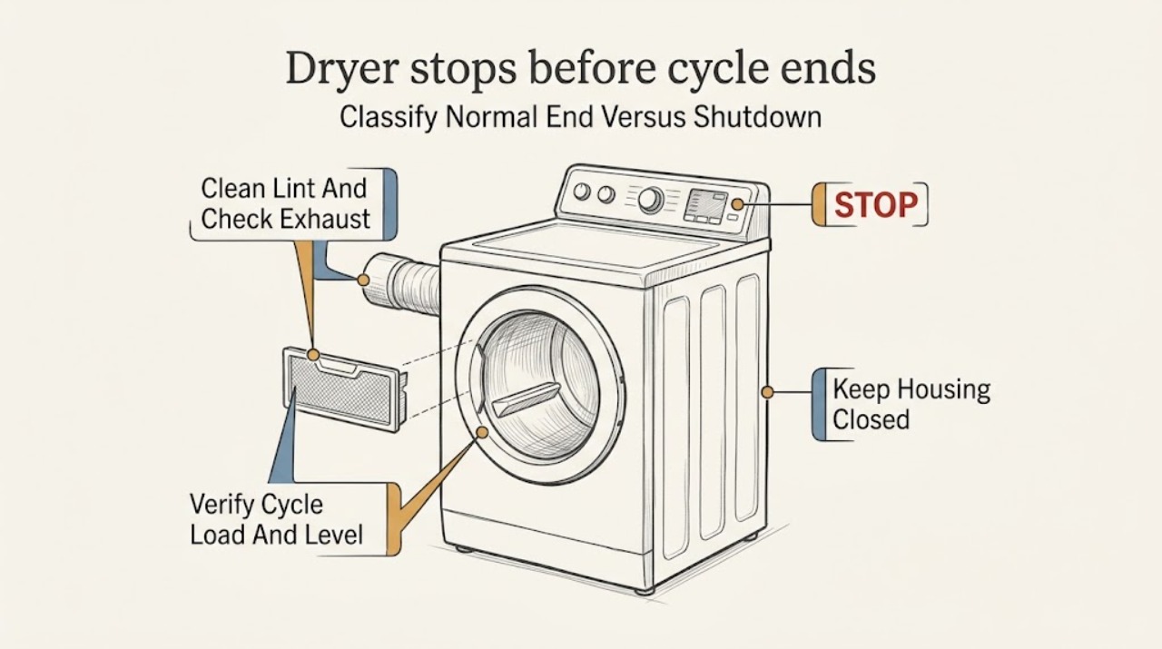 Dryer stops before cycle ends