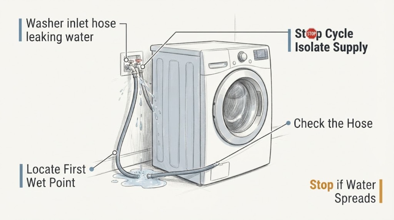 Washer inlet hose leaking water