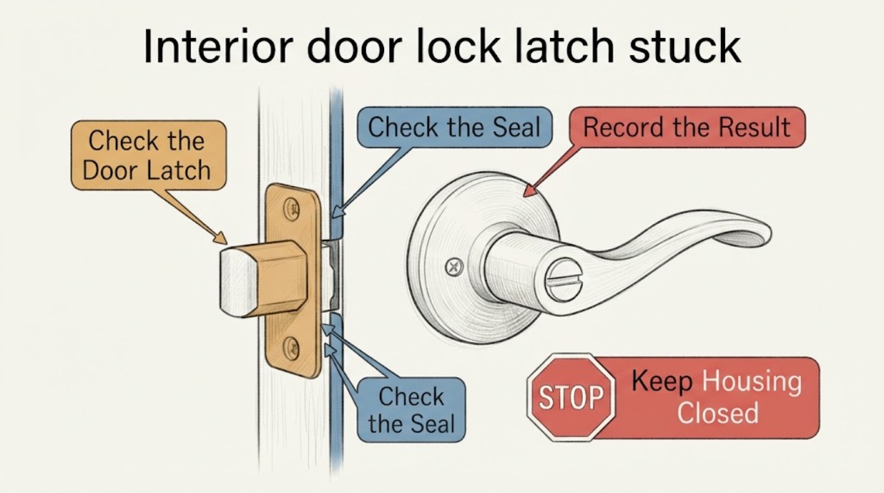 Interior door lock latch stuck