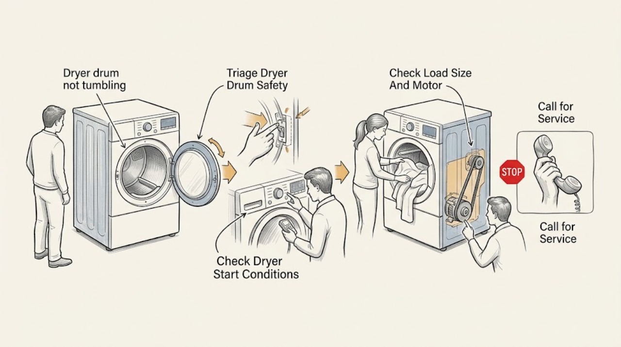 Dryer drum not tumbling