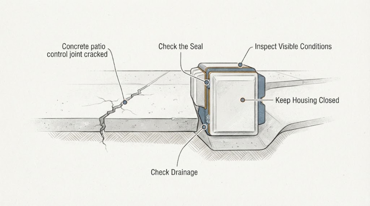 Concrete patio control joint cracked