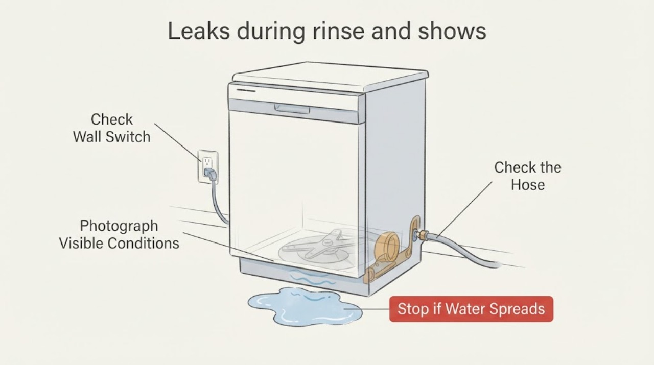 Leaks during rinse and shows