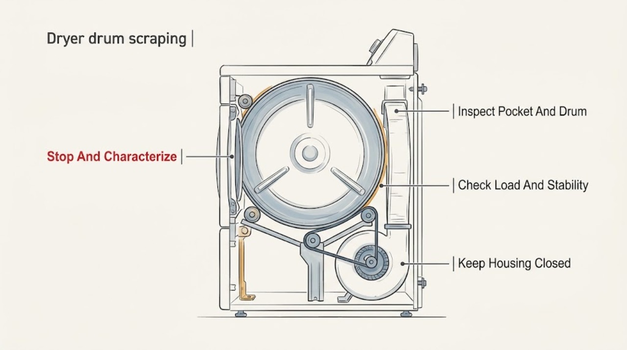 Dryer drum scraping