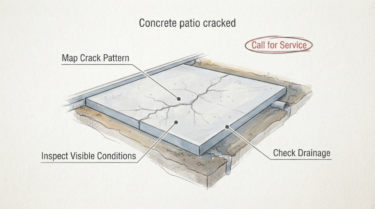 Concrete patio cracked