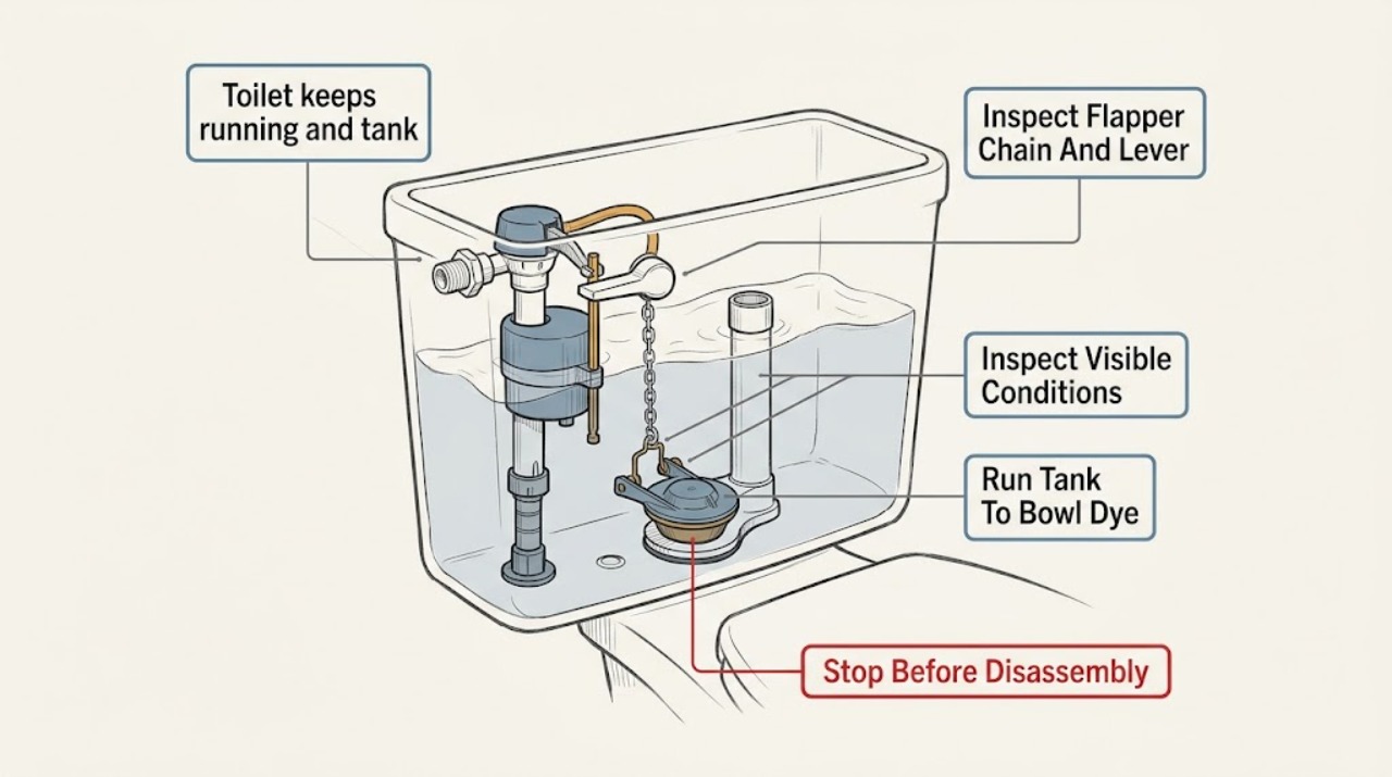 Toilet keeps running and tank