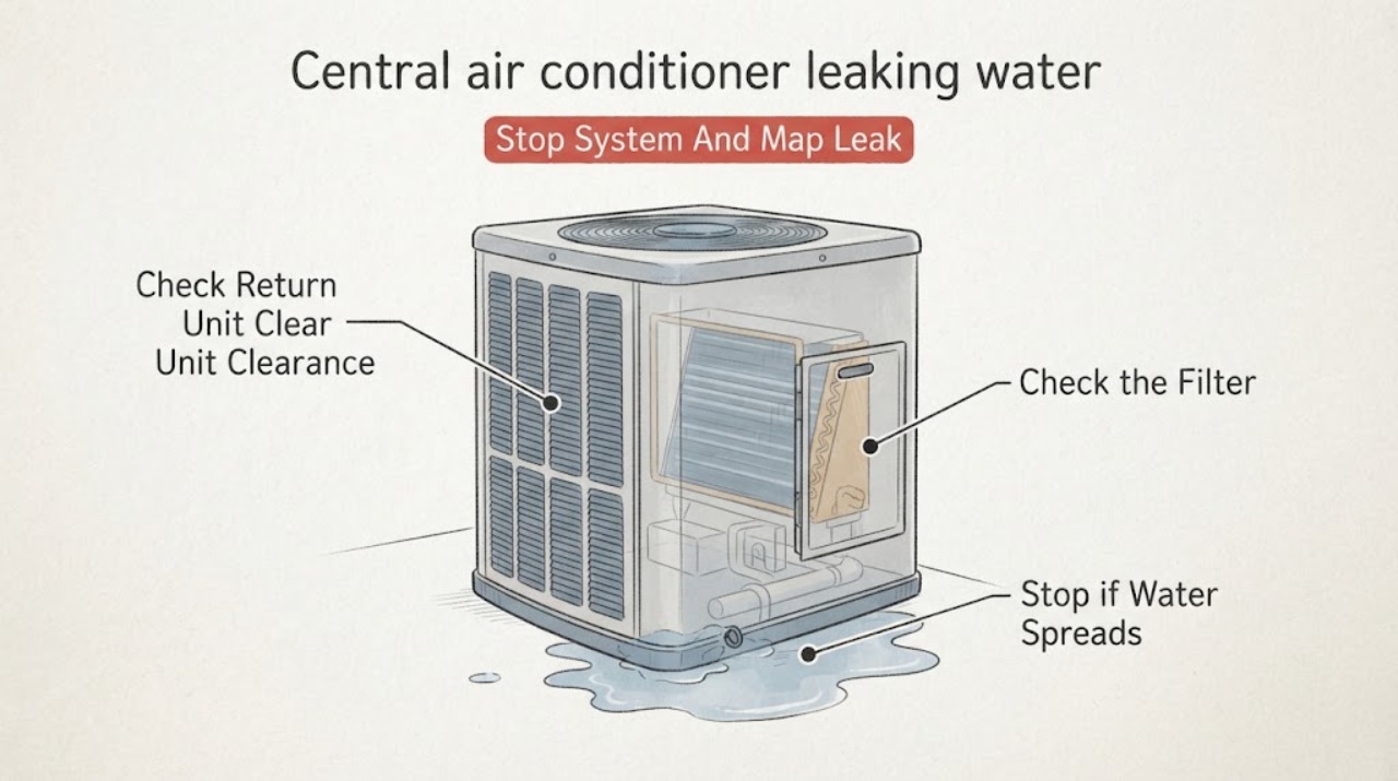 Central air conditioner leaking water