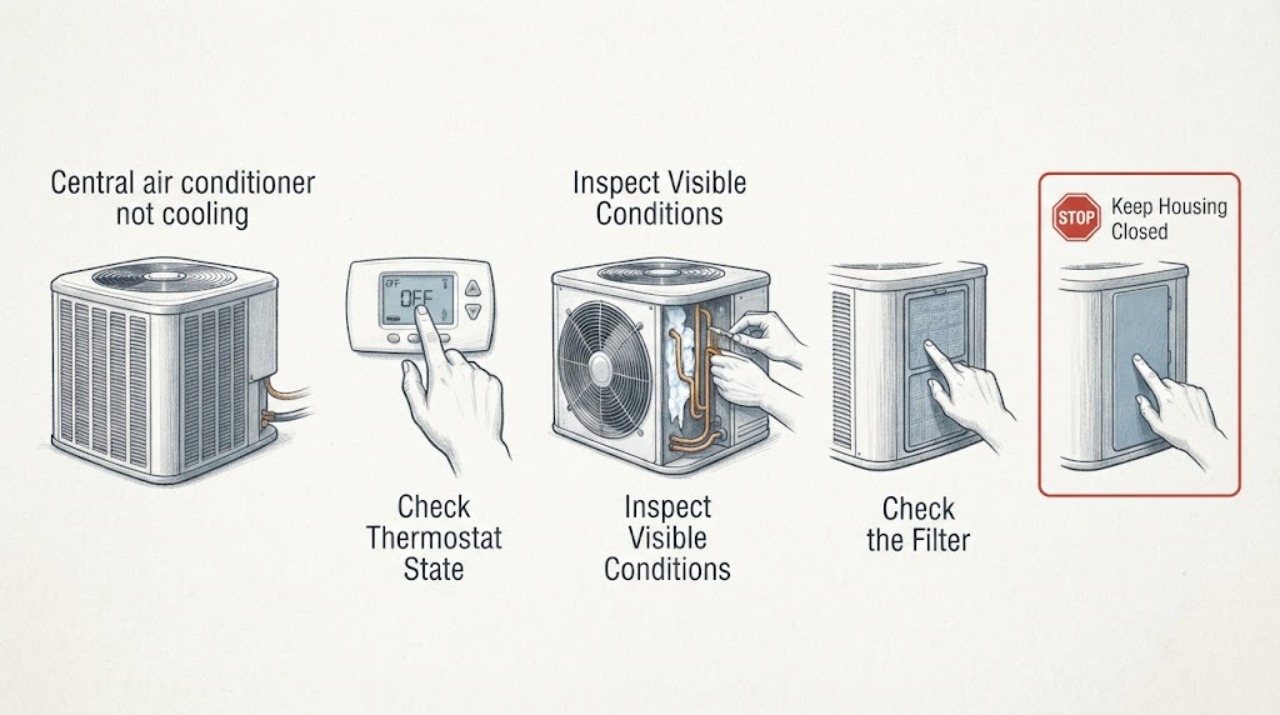 Central air conditioner not cooling