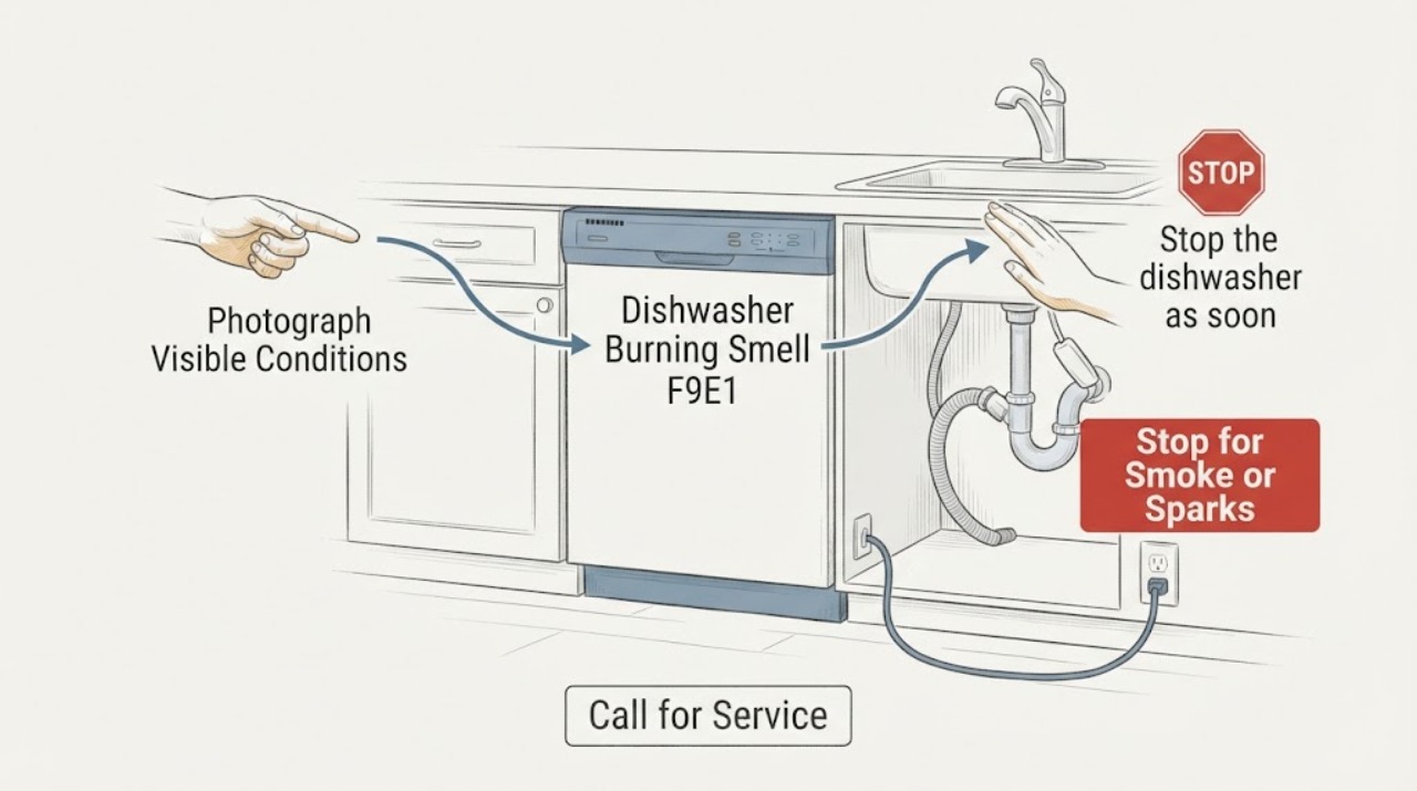Dishwasher Burning Smell and F9E1
