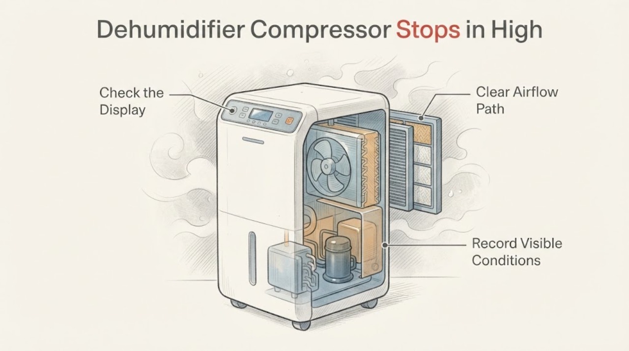 Dehumidifier Compressor Stops in High