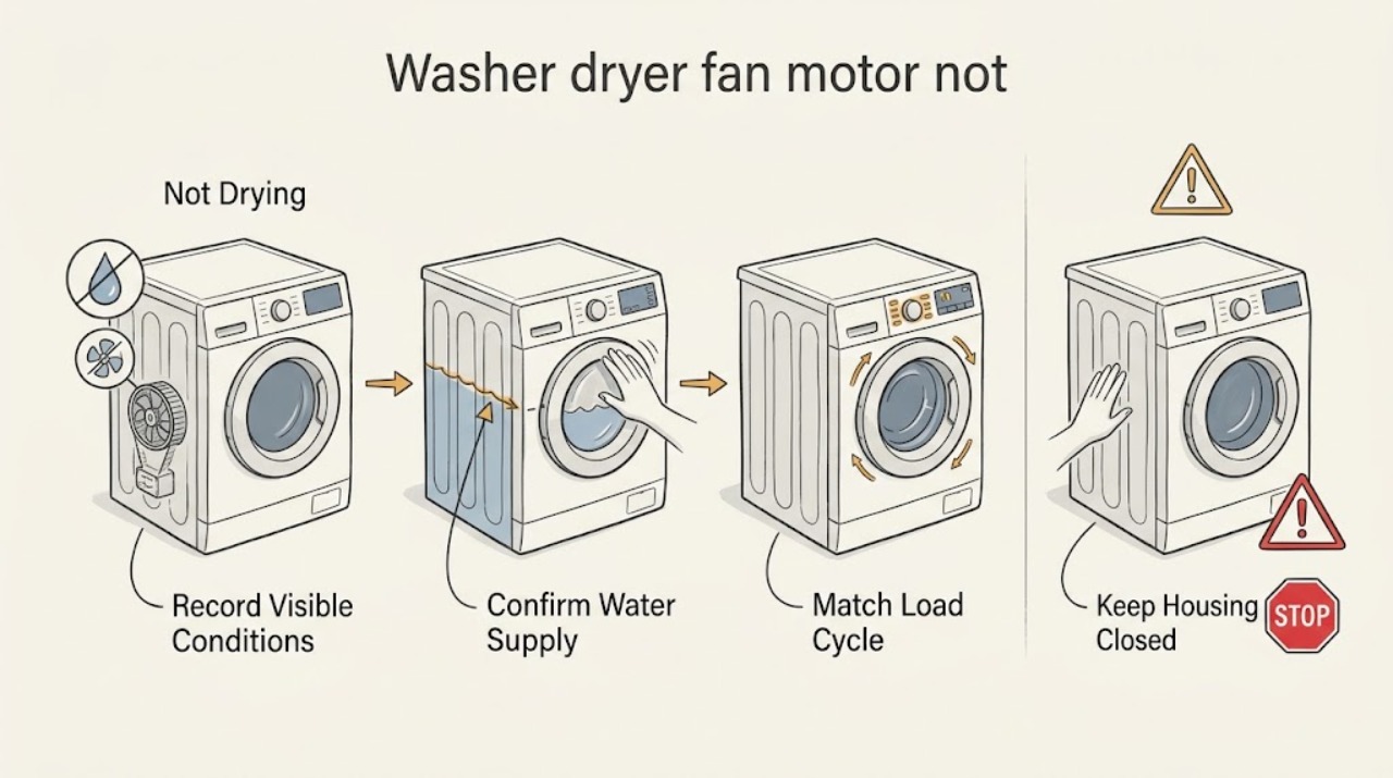 Washer dryer fan motor not