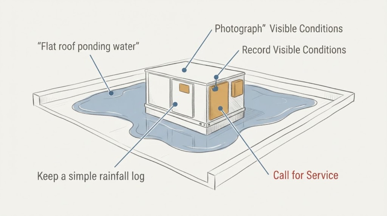 Flat roof ponding water