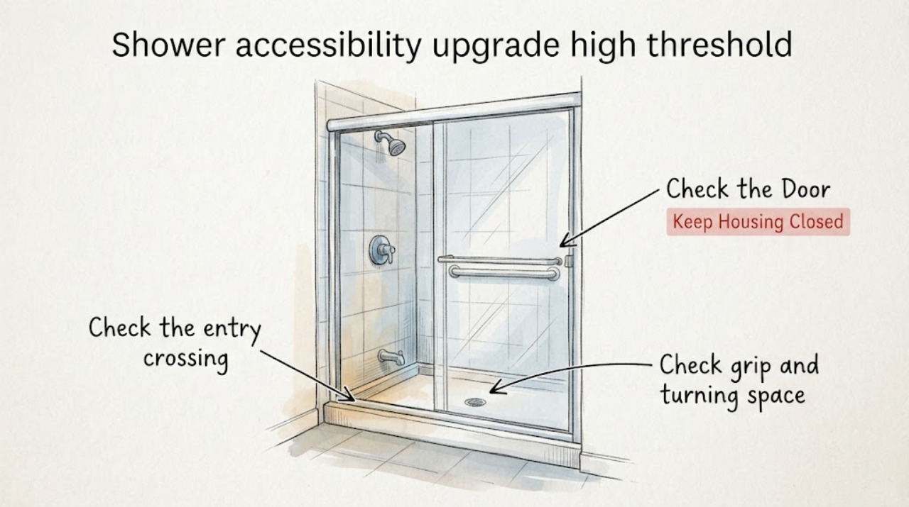 Shower accessibility upgrade high threshold