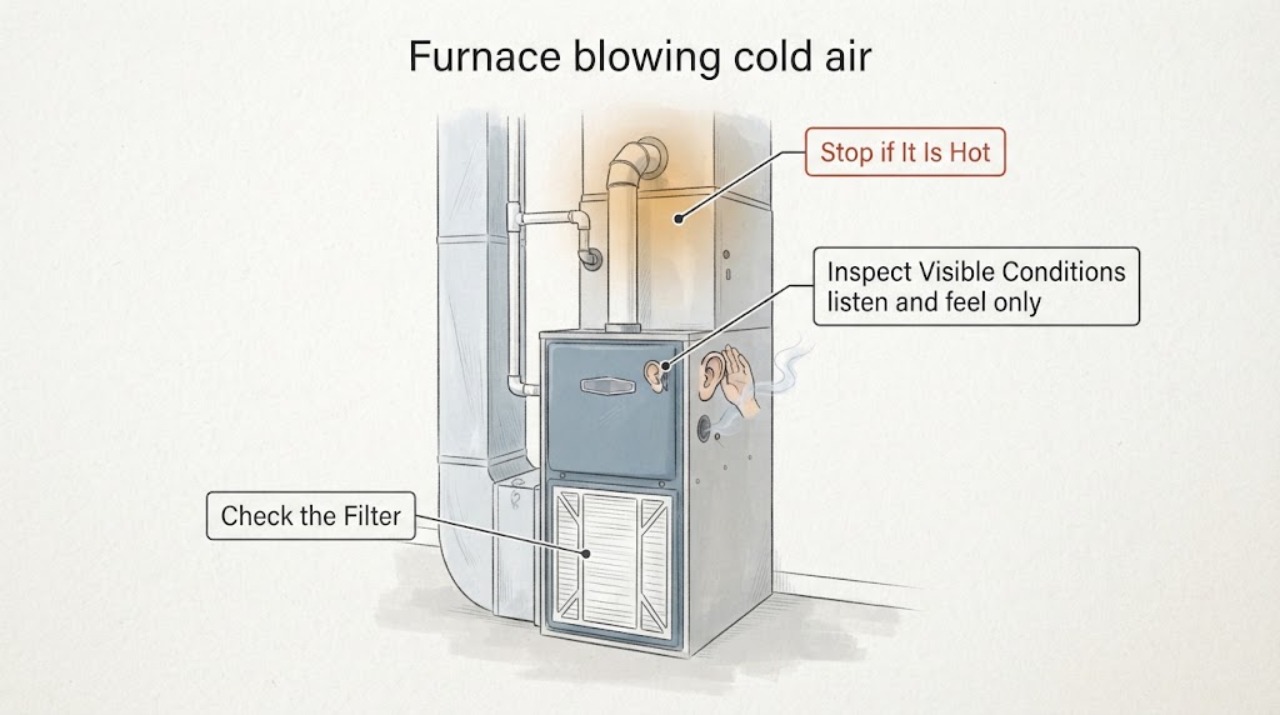 Furnace blowing cold air