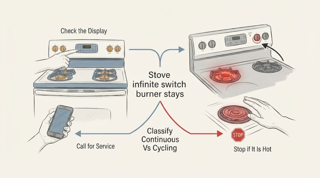 Stove infinite switch burner stays