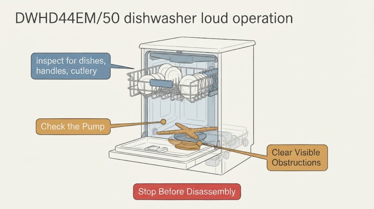 DWHD44EM/50 dishwasher loud operation