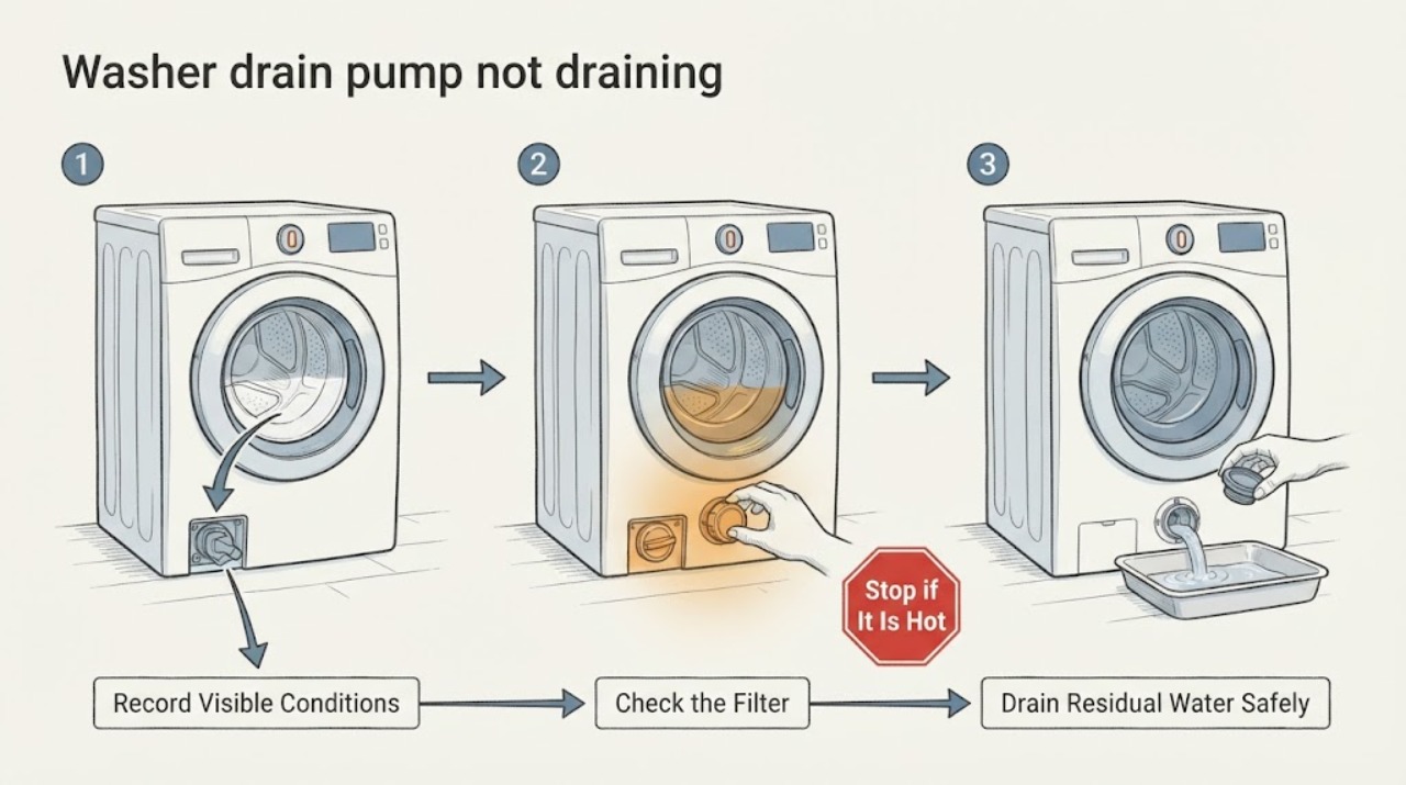 Washer drain pump not draining