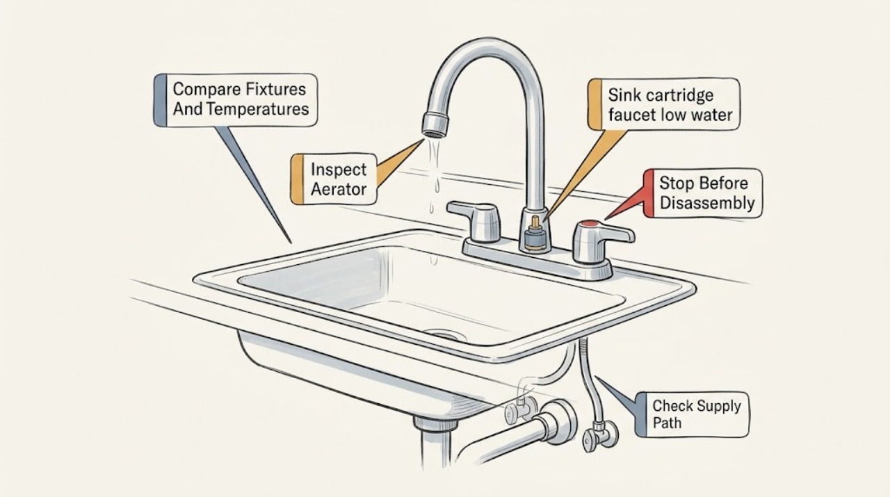 Sink cartridge faucet low water