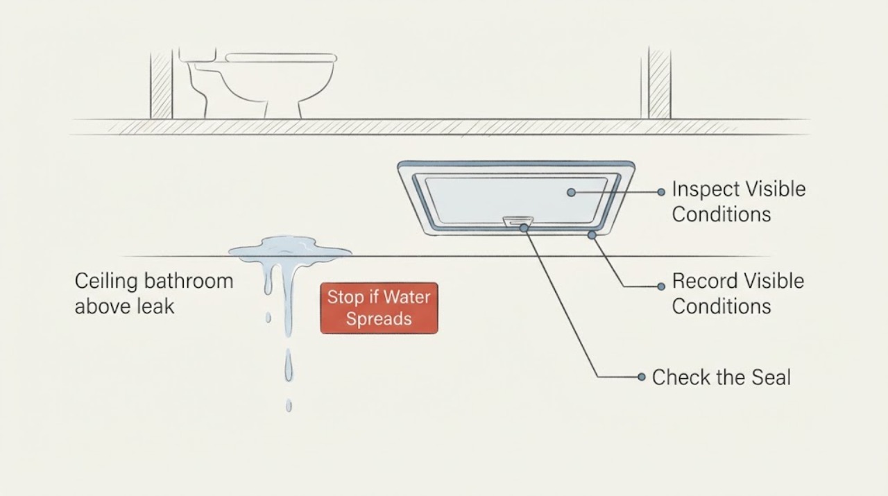 Ceiling bathroom above leak